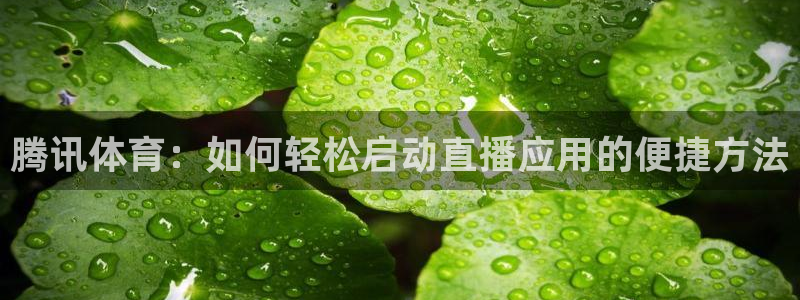 腾讯体育：如何轻松启动直播应用的便捷方法